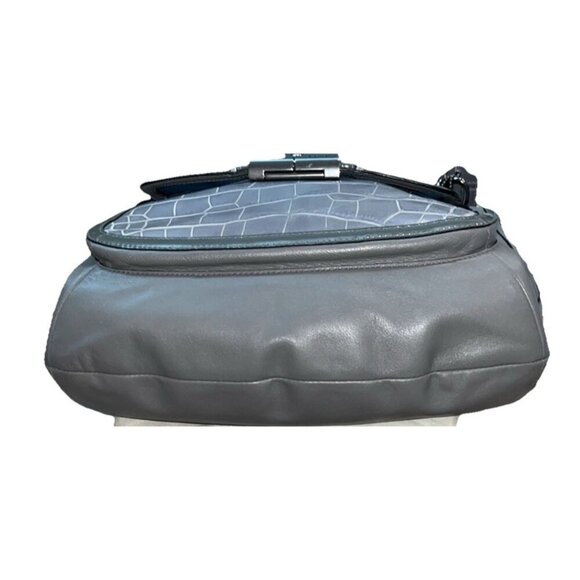 Coach Grey Leather Kristin Spectator Hobo Handbag Purse, Animal Print Top Handle - Picture 4 of 6